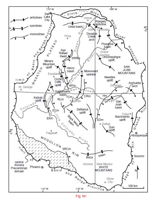 Principal Laramide structural features of the Colorado Plateau 