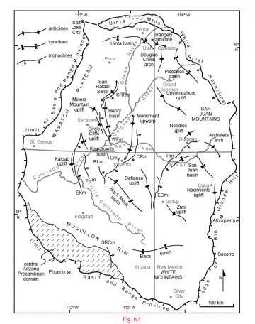 Principal Laramide structural features of the Colorado Plateau 