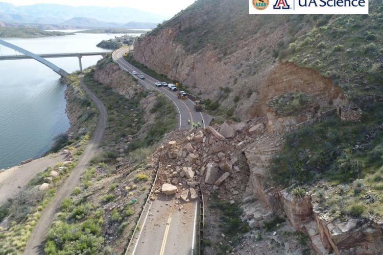 Rock fall at Roosevelt Lake 2020